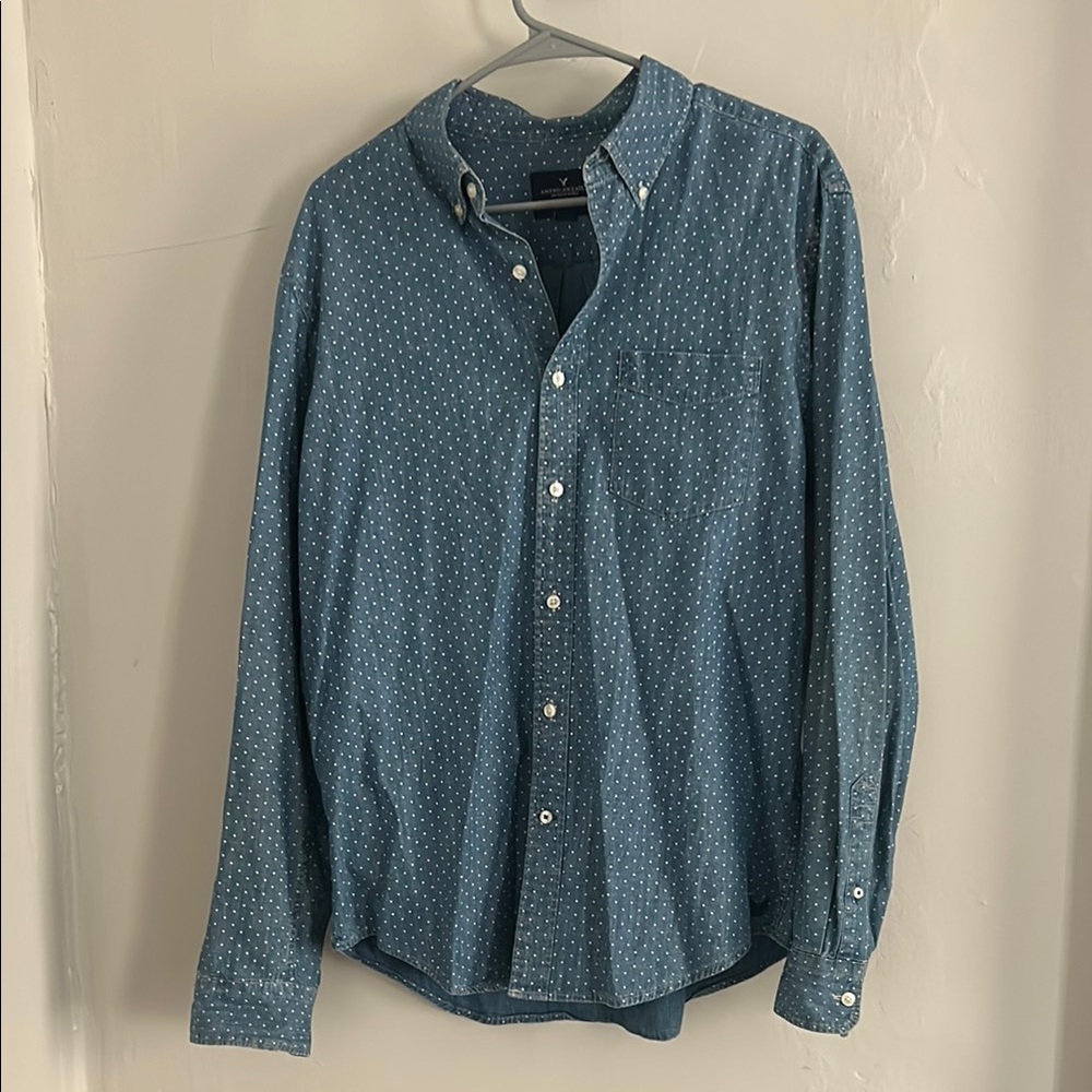 American Eagle Denim Polka Dot Men's Shirt